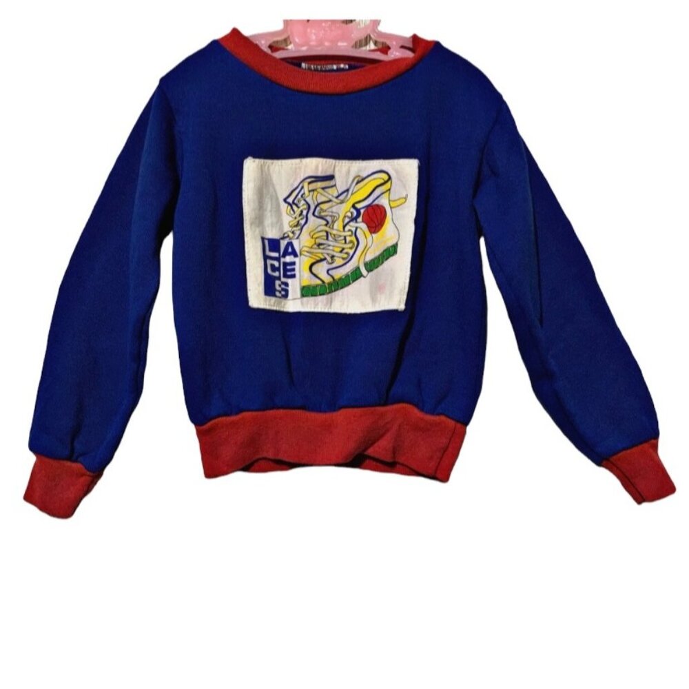 Vintage Primary Color Laces Retro Comfy Crewneck